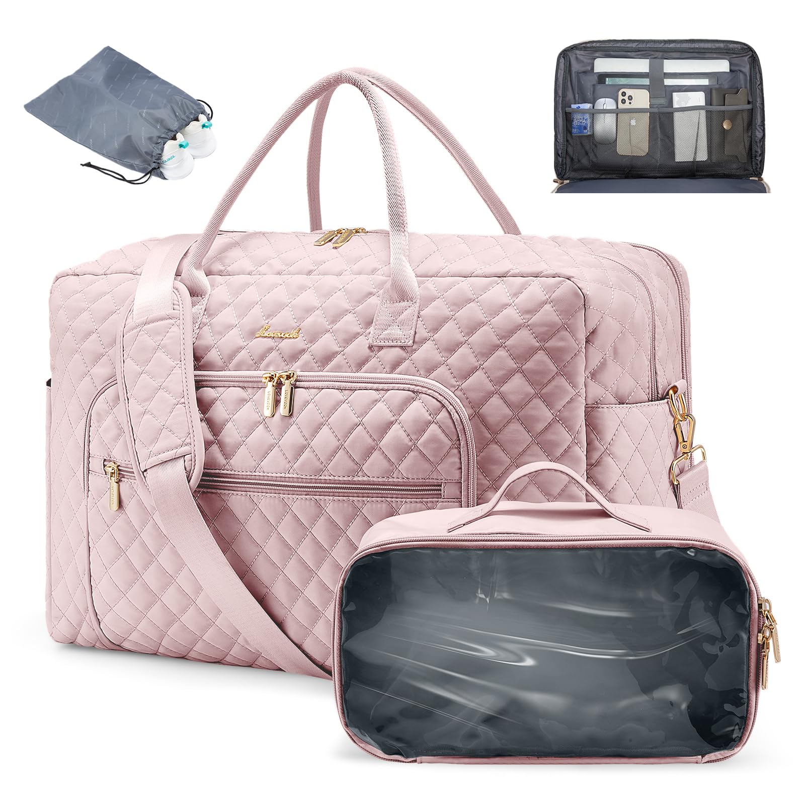 LOVEVOOK Travel Duffle Bag - Women's Weekender Carry On Overnight Laptop & Gym Bag With Toiletry/Shoe Pocket, Hospital Labor Bag