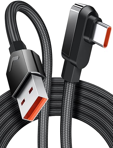 Cable USB C de 6 pies para Xiaomi 120W HyperCharge Turbo de carga rápida, 6A tipo C, cable de ángulo recto, nailon trenzado USB-C a USB A cargador