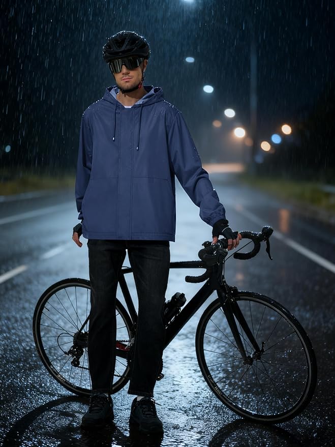 Chaqueta rompevientos impermeable para hombre talla L azul miniatura 2