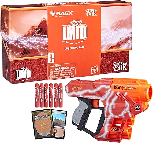 Miniatura 5 de NERF LMTD Lightning Lair, Magic The Gathering Secret Lair Blaster con 6 dardos, 2 proyectiles y 2 tarjetas promocionales
