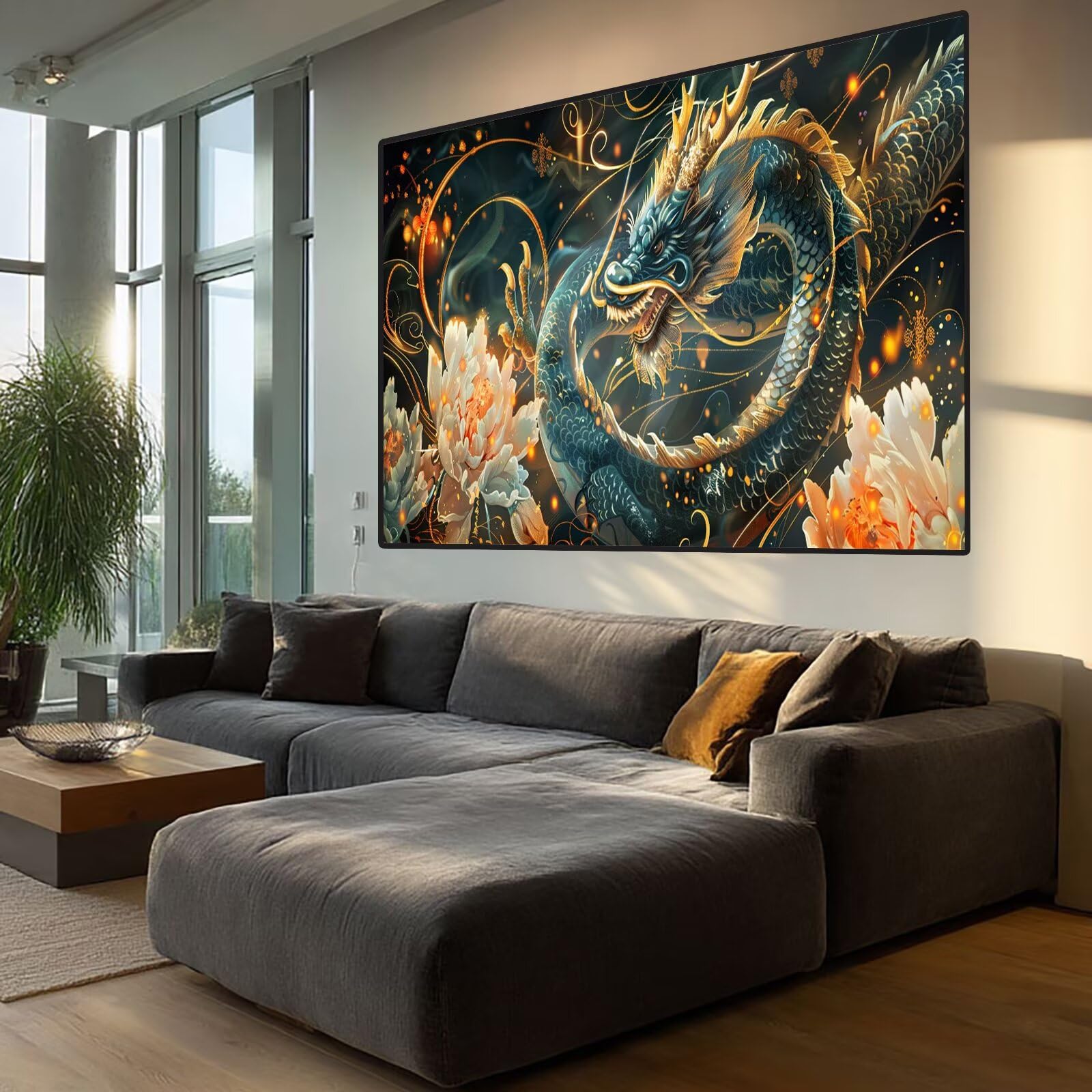 Dragon Diamond Art Flower Diamond Painting Arts and Crafts dla dorosłych, zestawy do malowania diamentami 5D, dorosłych, Crysta, haft krzyżykowy, zestaw do haftowania dla początkujących, dekoracja