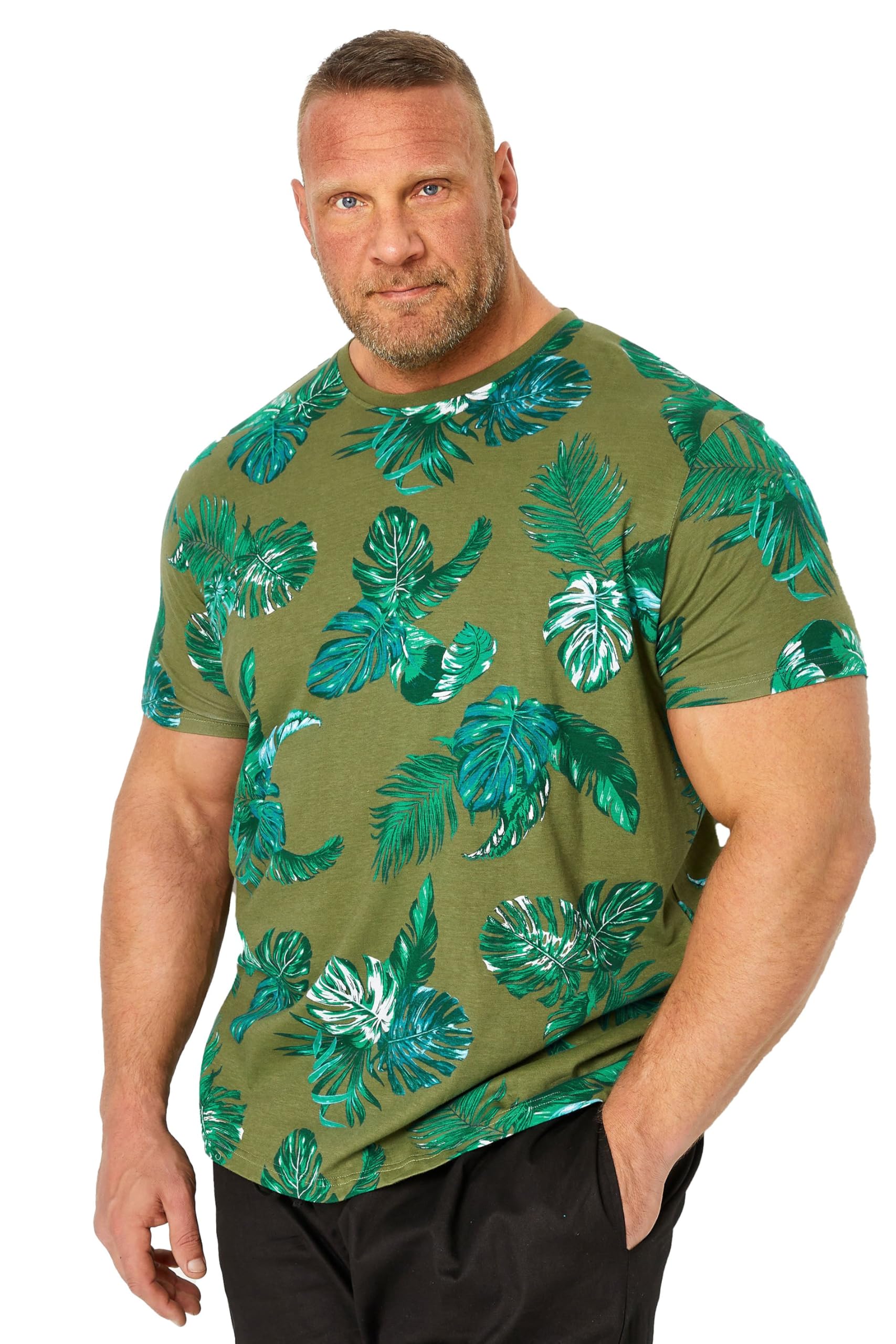 Badrhino Men's Green Print T-Shirt In | Size: Xl