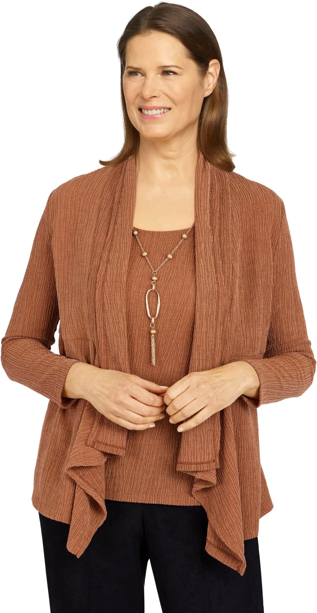 Women's Womens 2-in-1 Cascade Hemline Top with Removable Necklace