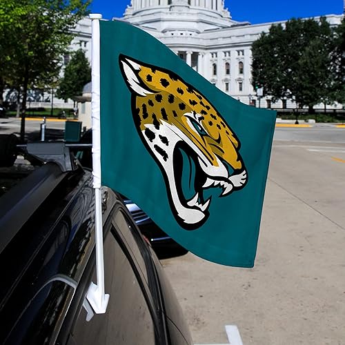 Vista 68 de Rico Industries NFL Double Sided Car Flag - 16" x 19" - Strong Pole That Hooks onto Car/Truck/Automobile