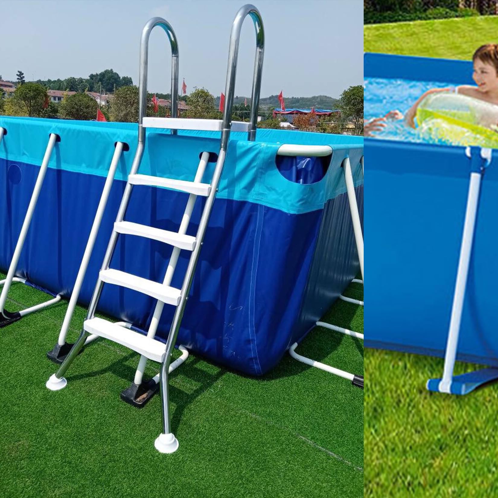 errzom 33/43/52/62 inch High Swimming Pool Ladder, 2/3/4/5-Step Stainless Steel Ladder for Above Ground Pool, Larger Heavy Duty Capacity 500 LBS