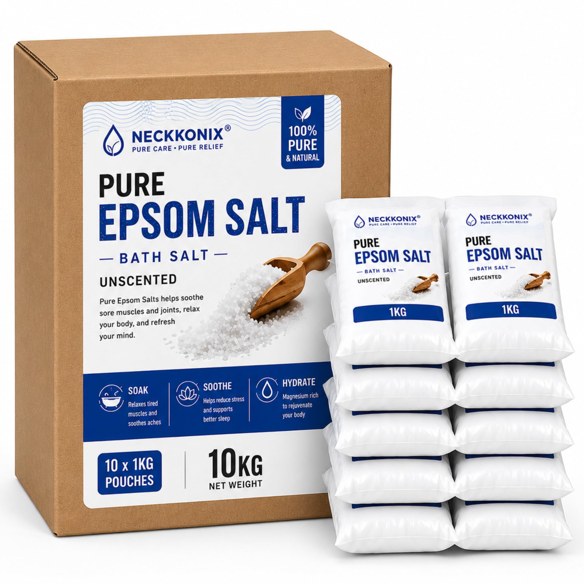 Epsom Salt 10 kg | Premium Magnesium Sulphate Crystals | Multi-Purpose Use | Bath Salt, Foot Soak & Gardening | Unscented | Fast Dissolving-picture-36