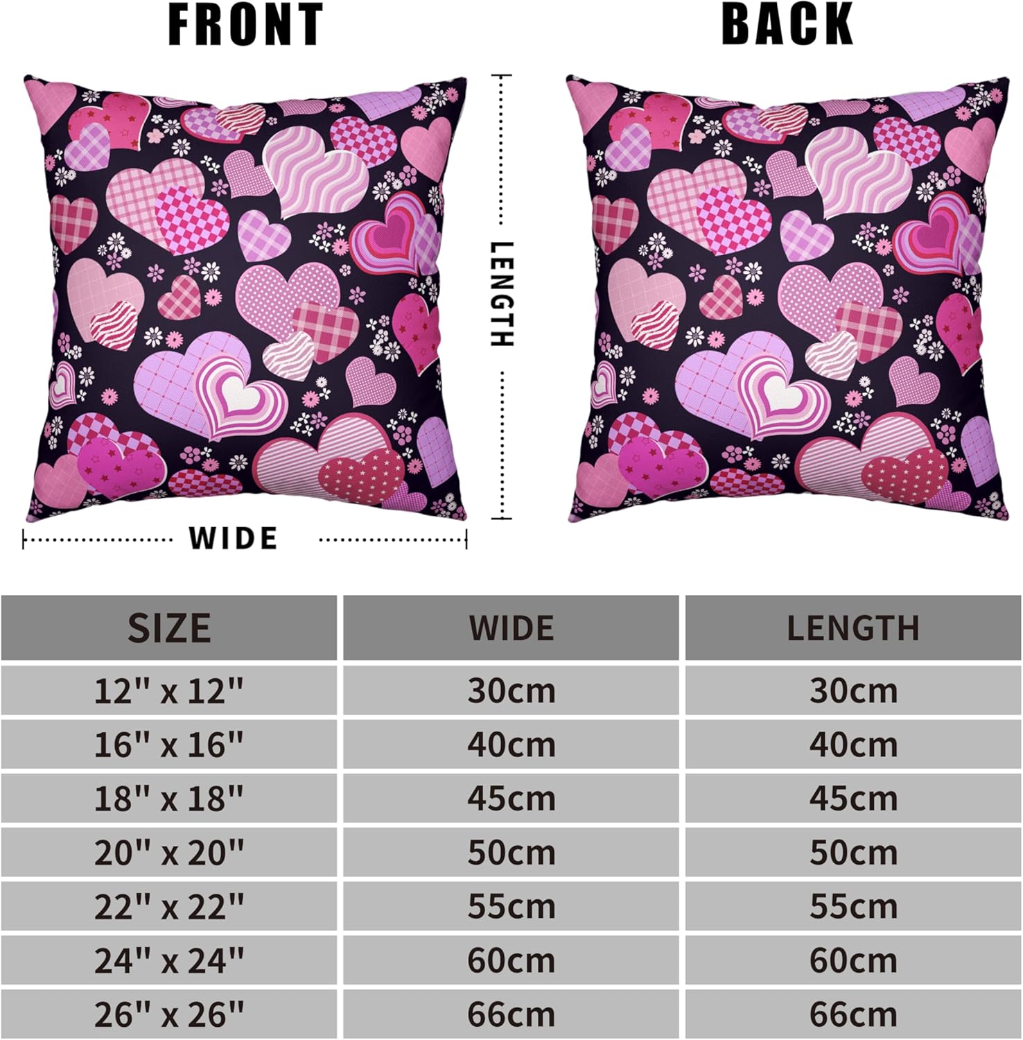 Kwlegh ピンクハート 枕カバー 18x18 2枚パック ピンク パープル