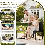 Flamaker 3 Pieces Patio Set Outdoor Wicker Furniture Sets Modern Rattan Chair Conversation Sets with Coffee Table for Yard and Bistro (Black)