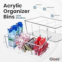 Vista 2 de Oizeir Clear Pantry Organizer Bins 8-Pack - Fridge Organizer with 3 Removable Dividers, Ideal for Kitchen, Pantry, Refrigerator, Freezer, and Snack