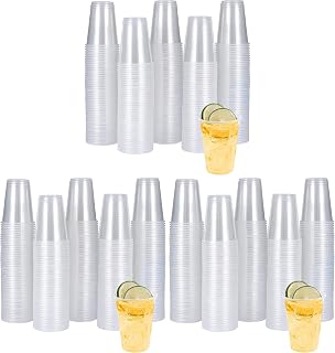 Turbo Bee 7oz Plastic Cups 900 Pack， Disposable Clear Party Cups for Home, School, Office & Events | Small Transparent Tumblers for Drinks, Samples & Commercial Use