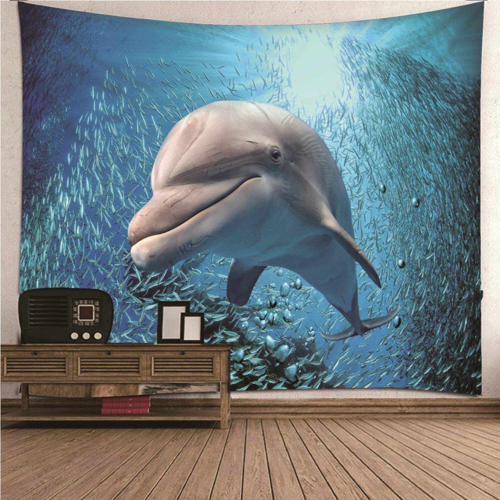 Tapiz de pared azul KnSam de 150x130 cm para cubrir imperfecciones y dar vida a tu salón