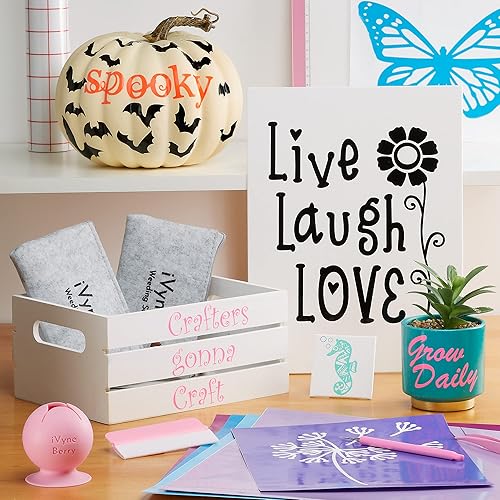 Miniatura 6 de iVyne 20 piezas de vinilo para máquinas Cricut y Silhouette Cameo, vinilo adhesivo para manualidades, hojas de vinilo permanente de 12 x 12 pulgadas