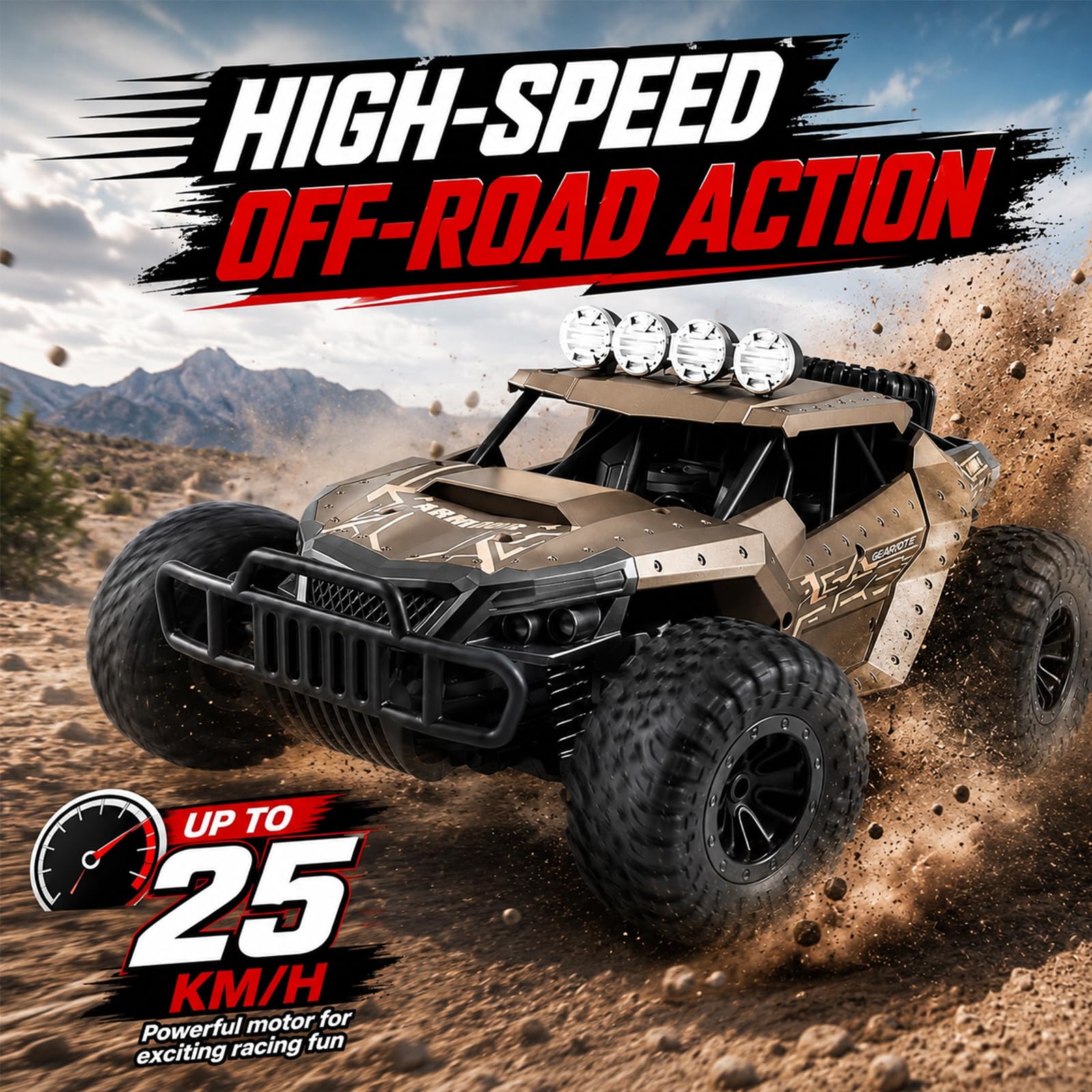 Ferngesteuertes Auto für Draußen,2AKKU 1500 Mah 1/16 Rc Auto Offroad ab 6 8 10 Jahre,Volles Proportional 25 KM/H,90min Play, RC Monstertruck Buggy,Rc Car Kinder [Revolutionäre Version 2026]