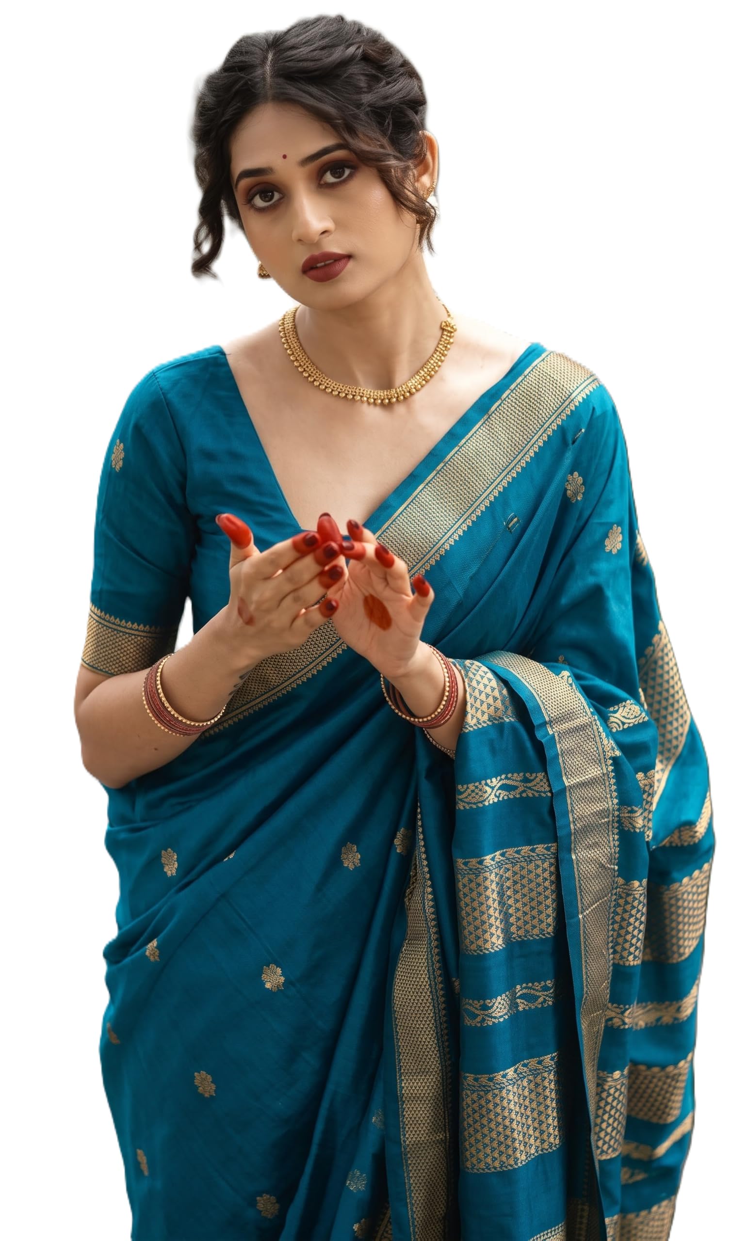 C J Enterprise Women’s Pure Kanjivaram Soft Silk Saree Banarasi Style Ladies Sadi With Blouse Piece for Wedding (Eagle-3