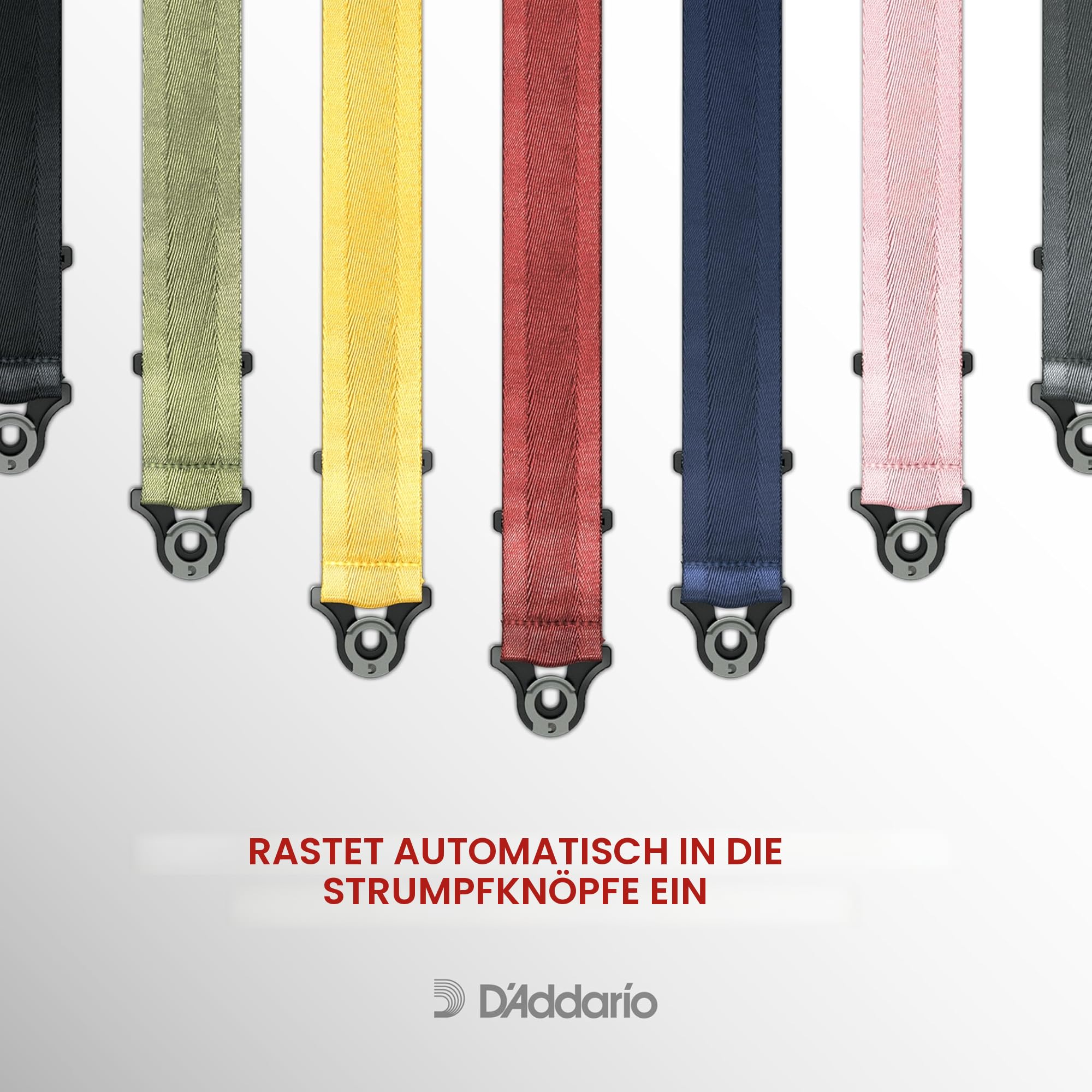D'Addario Auto Lock Gitarrengurt, Schwarz Gepolsterte Streifen