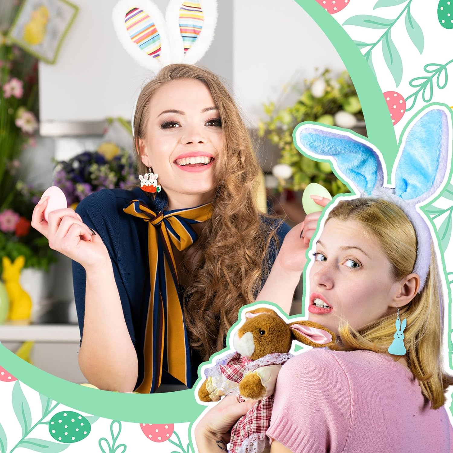 Sasylvia 20 Pairs Easter Earrings Bulk Wooden Easter Day Dangle Earrings for Women Cute Colorful Rabbit Egg Drop Jewelry Gifts for Holy Week Holiday Festive Party - Image 7