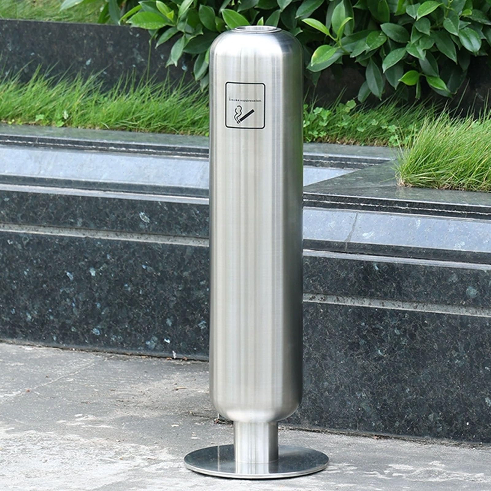 IUokLU Outdoor Standing Ashtray,Commercial Cigarette Butt Collector Trash Can,Cylindrical Design for Hotels & Malls,Stainless Steel
