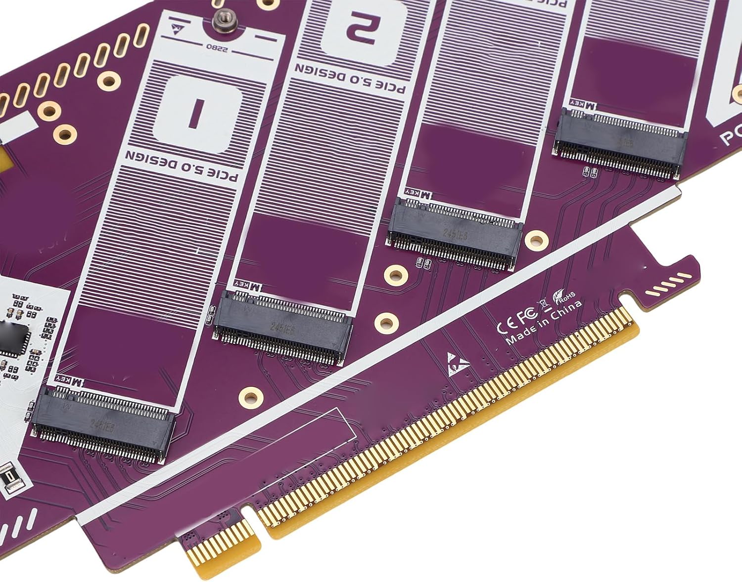 PCIe 5.0 X16 to NVMe Expansion Card, 512Gbps High Speed M.2 SSD Adapter, Gold Plated PCB Adapter, Ideal for Computer & OS X