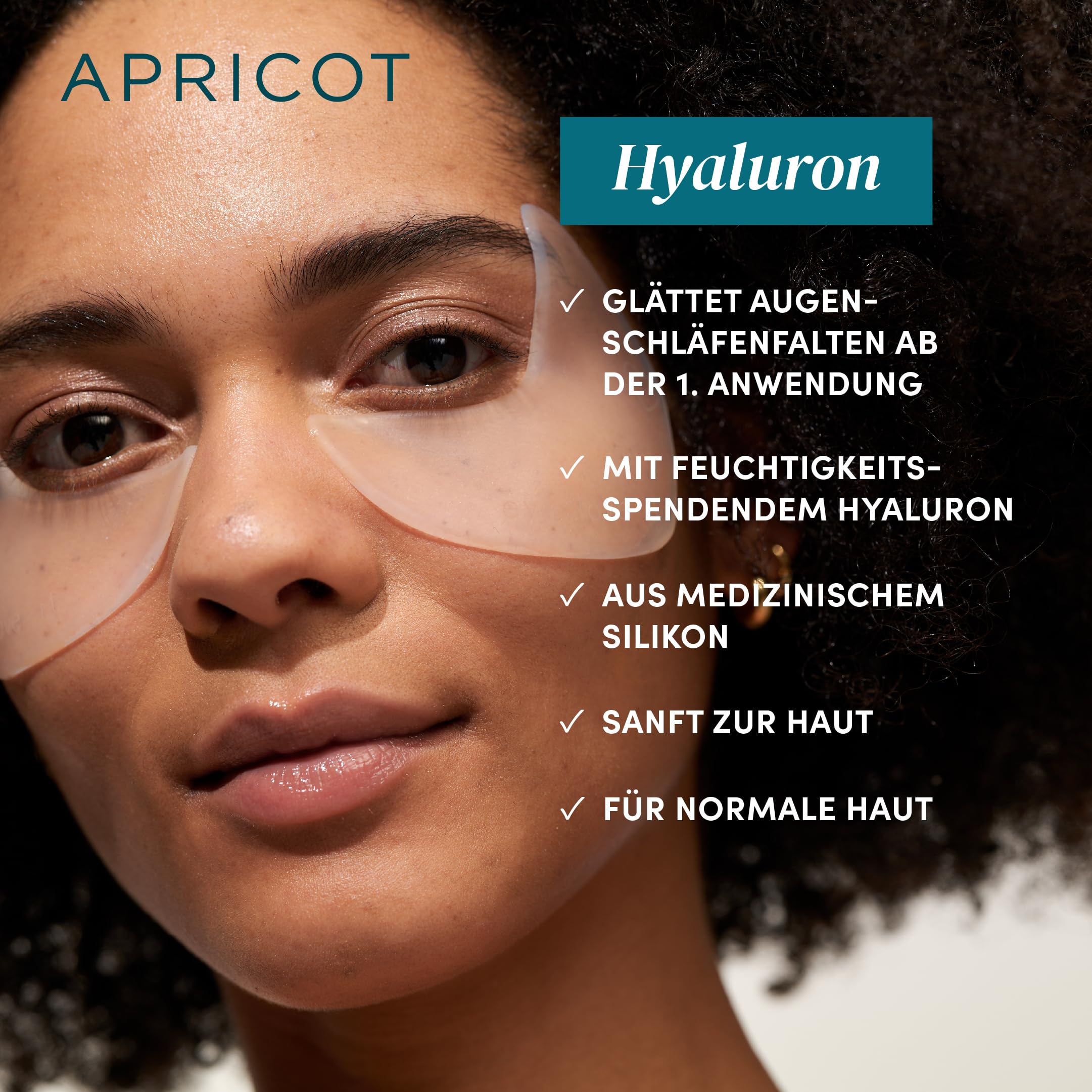 APRICOT Hyaluron Augenpads aus medizinischem Silikon mit niedermolekularem Hyaluron - Bis zu 30x Wiederverwendbar, Dermatologisch Bestätigt, Vegan & Tierversuchsfrei - Augenpads gegen Augenringe