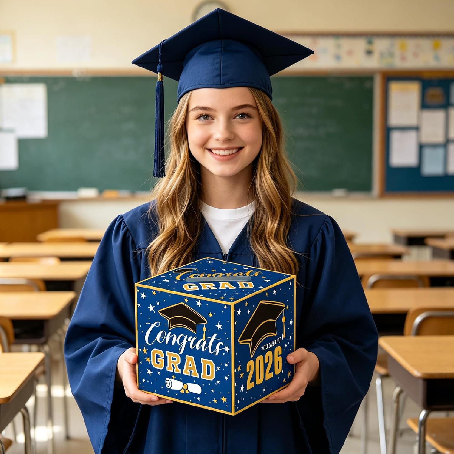 Sbrvaniy Graduation Card Box 2026 Congrats Grad Card Boxes Holder,Graduation Decorations for Gift Graduation Party Favors Decor Party Supply Props