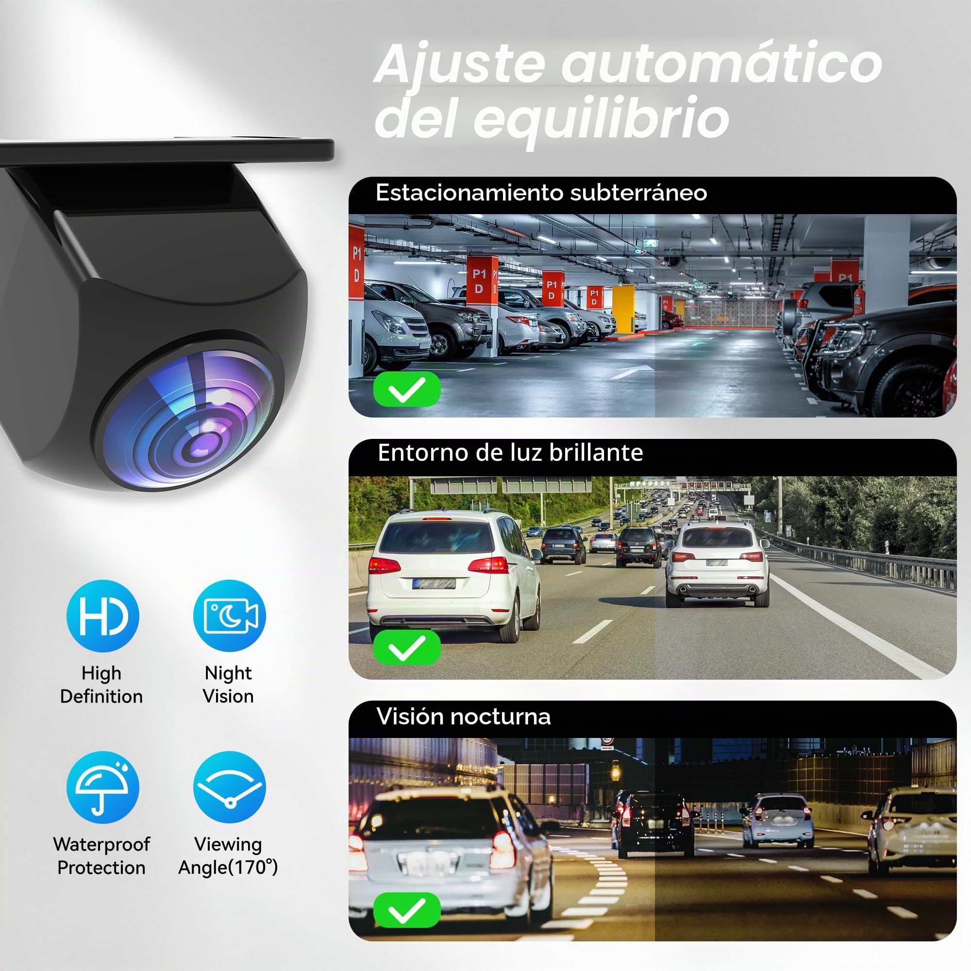Cámara de visión trasera Bzgnl AHD 1080P para coche, cámaras de visión trasera para coche, instalación posterior, 170° gran angular, visión nocturna, IP69K, cámaras de visión trasera universales para