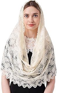 Mantilla Infinity Veils Catholic Church Head Covering Floral Lace Cathedral Chapel Veil M27