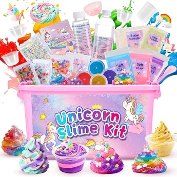iKidiki Slime DIY Set Unicorn Slime Children's Gift Girls 6 7 8 9 10 11 12 Years DIY Slime Toy from 6-12 Years Girls Children's Birthday Party Favours Slime Set for DIY