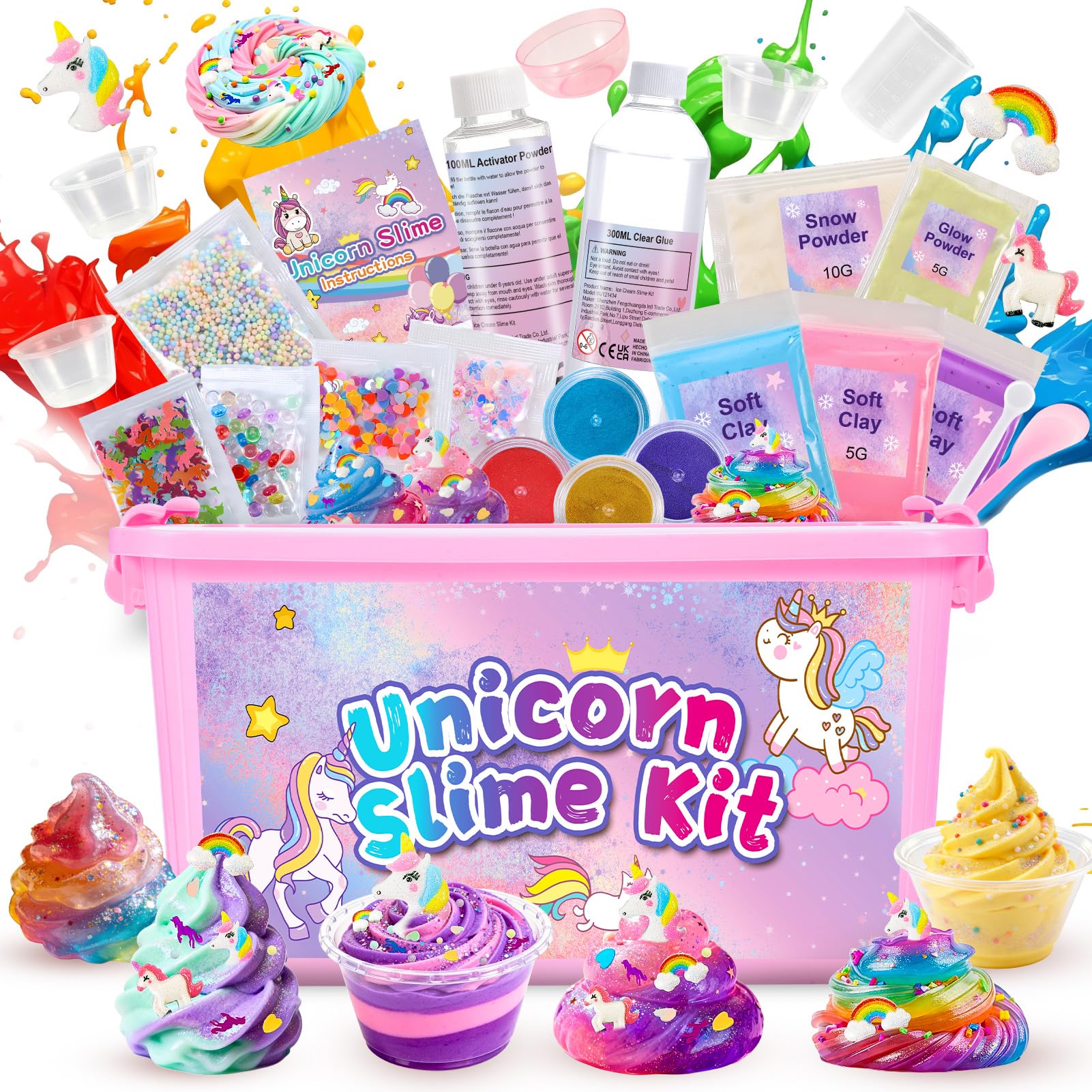iKidiki Slime per Bambini, Giochi Bambina 6 7 8 9 10 11 12 Anni Femmina Unicorno Slime Fluffy Regalo Bambina 6 7 8 9 10 11 12 Anni DIY Fluffy Butter Slime Kit Unicorno Bambina Regalo Compleanno