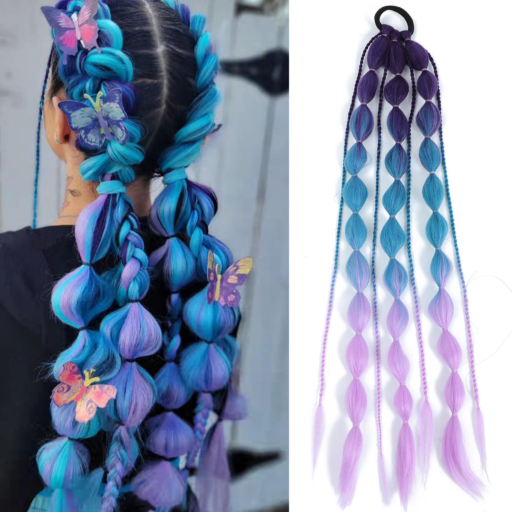 Amazon.com : Long Braided Bubble Colored Hair Extensions, 25  display picture 2