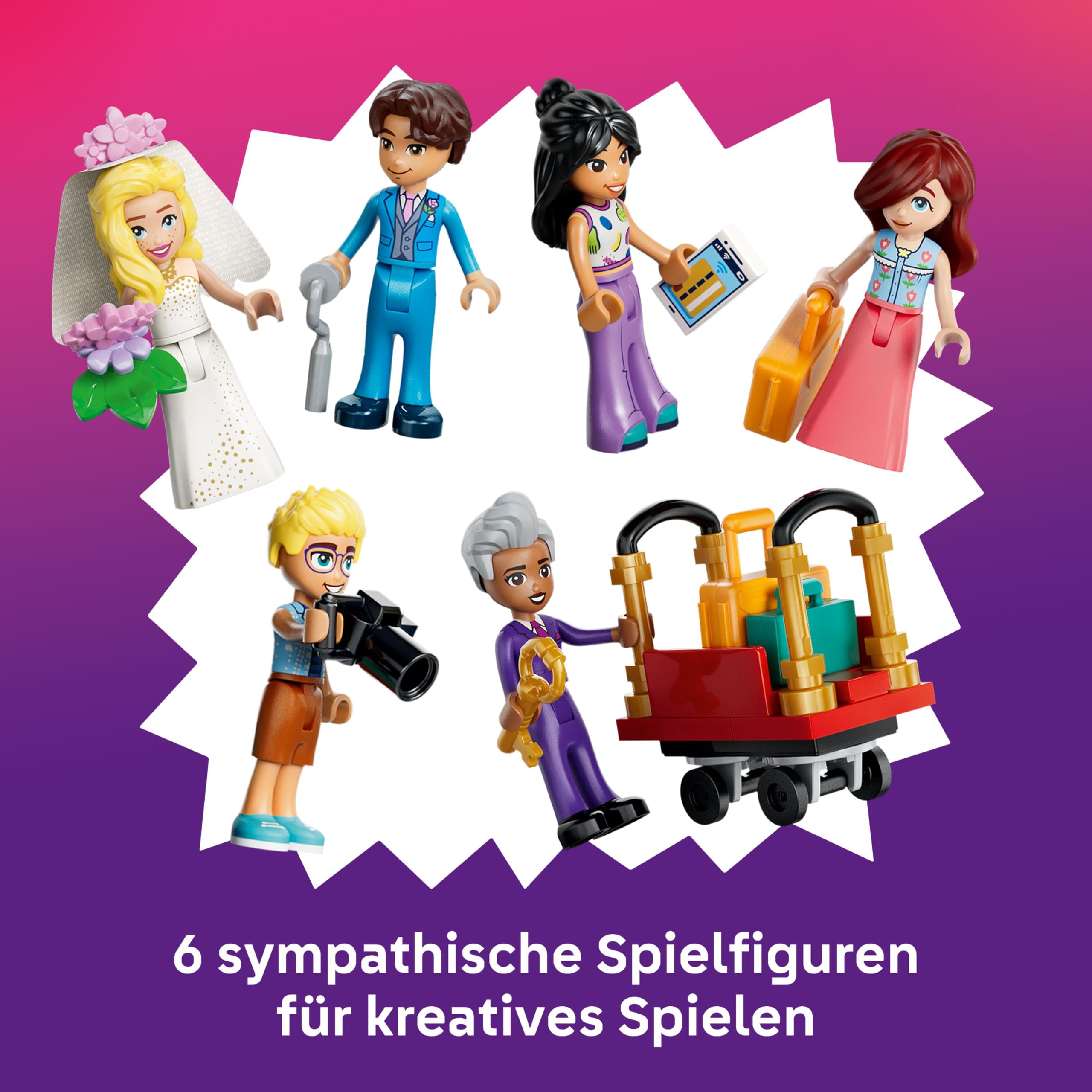 LEGO Friends Das Grandhotel von Heartlake City - Miniatur Modell mit 6 Minifiguren, 2 Tierfiguren & Zubehör - Kinderzimmer Deko - Geschenkidee für Mädchen ab 9 Jahren - 42704