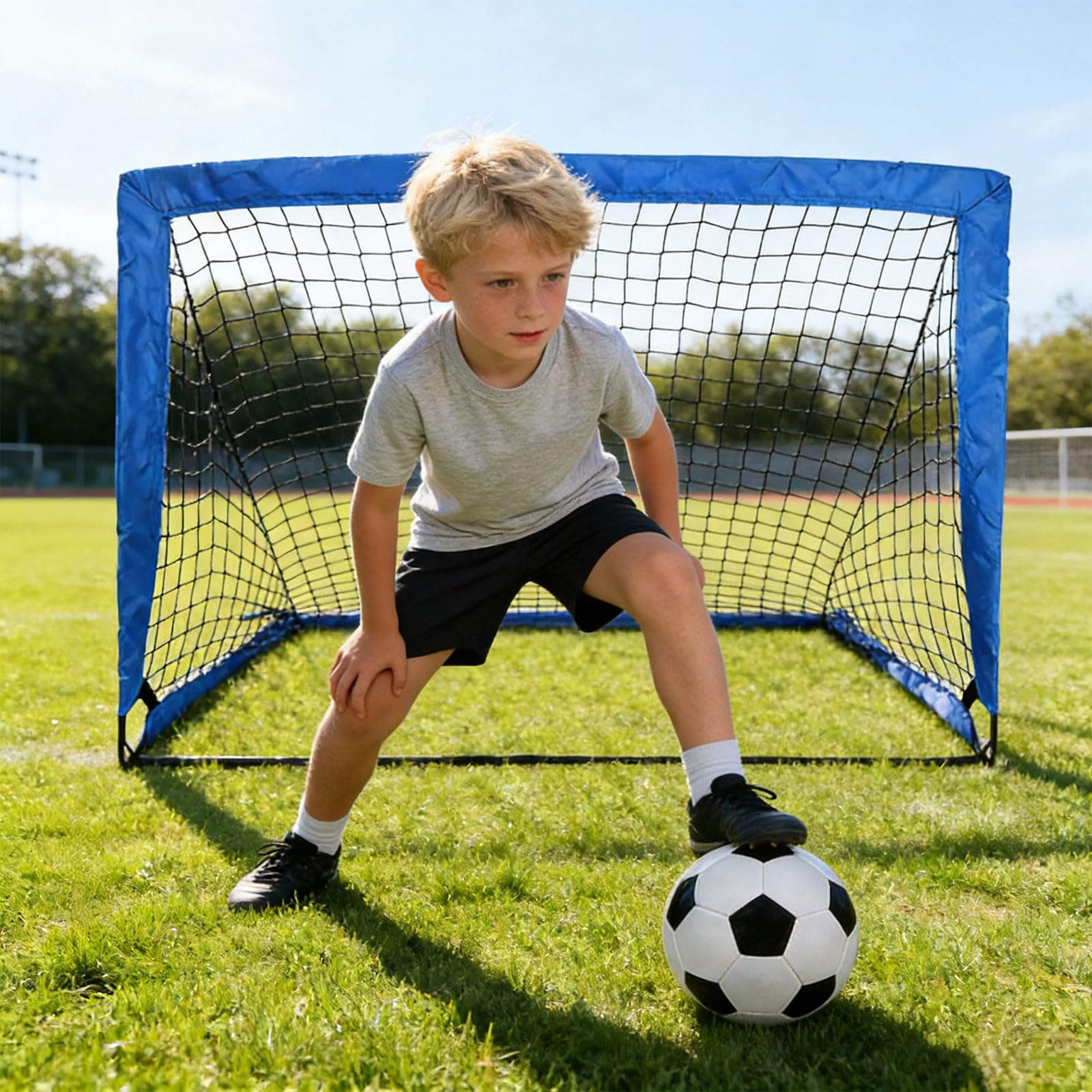 Juego de porterías de entrenamiento de fútbol plegable que incluye bolsa de transporte portátil y accesorios para adultos mejores jugadores de fútbol juveniles