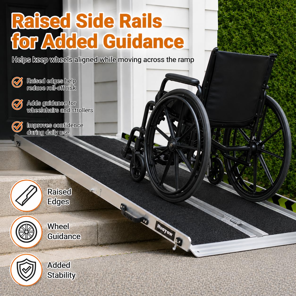 Rampa per sedia a rotelle, 90 cm, in alluminio, antiscivolo, pieghevole, portatile, per sedia a rotelle, per gradini di casa, scale, porte, scooter