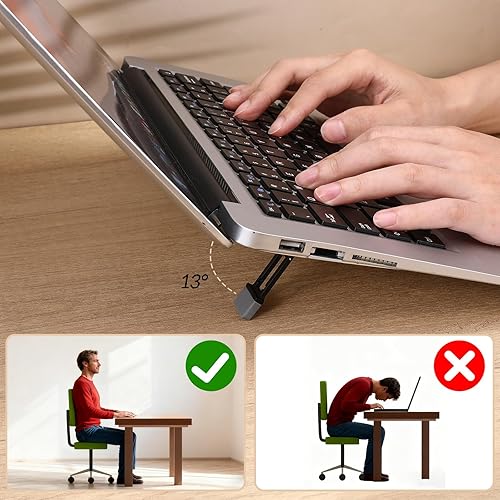 Miniatura 6 de 4 piezas de soporte portátil para computadora portátil para escritorio, soporte elevador de teclado, ergonómico con almohadillas antideslizantes,