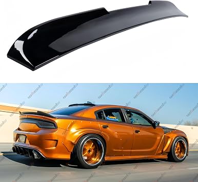 Rear Window Rooftop Spoiler Compatible with 2015-2023 Dodge Charger All Model, V Style Wing Fits for 15-24 GT Pursuit R/T SRT SRT8 SXT Scat Pack SE Enforcer Daytona Glossy Black