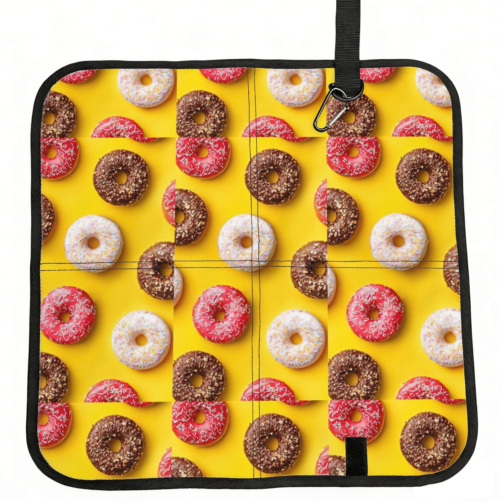 eeprty Doughnut Printed Portable Seat Cushion Strap, Foldable Pad for Stadium Bleachers Hiking Travel