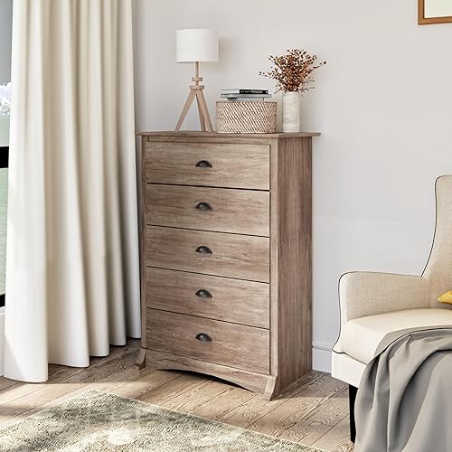 Miniatura 5 de Prepac - Cajonera Salt Spring de 5 cajones, color gris gris (drifted gray),Negro,Cereza,Espresso,Negro desteñido,Blanco,Crystal White,Blanco