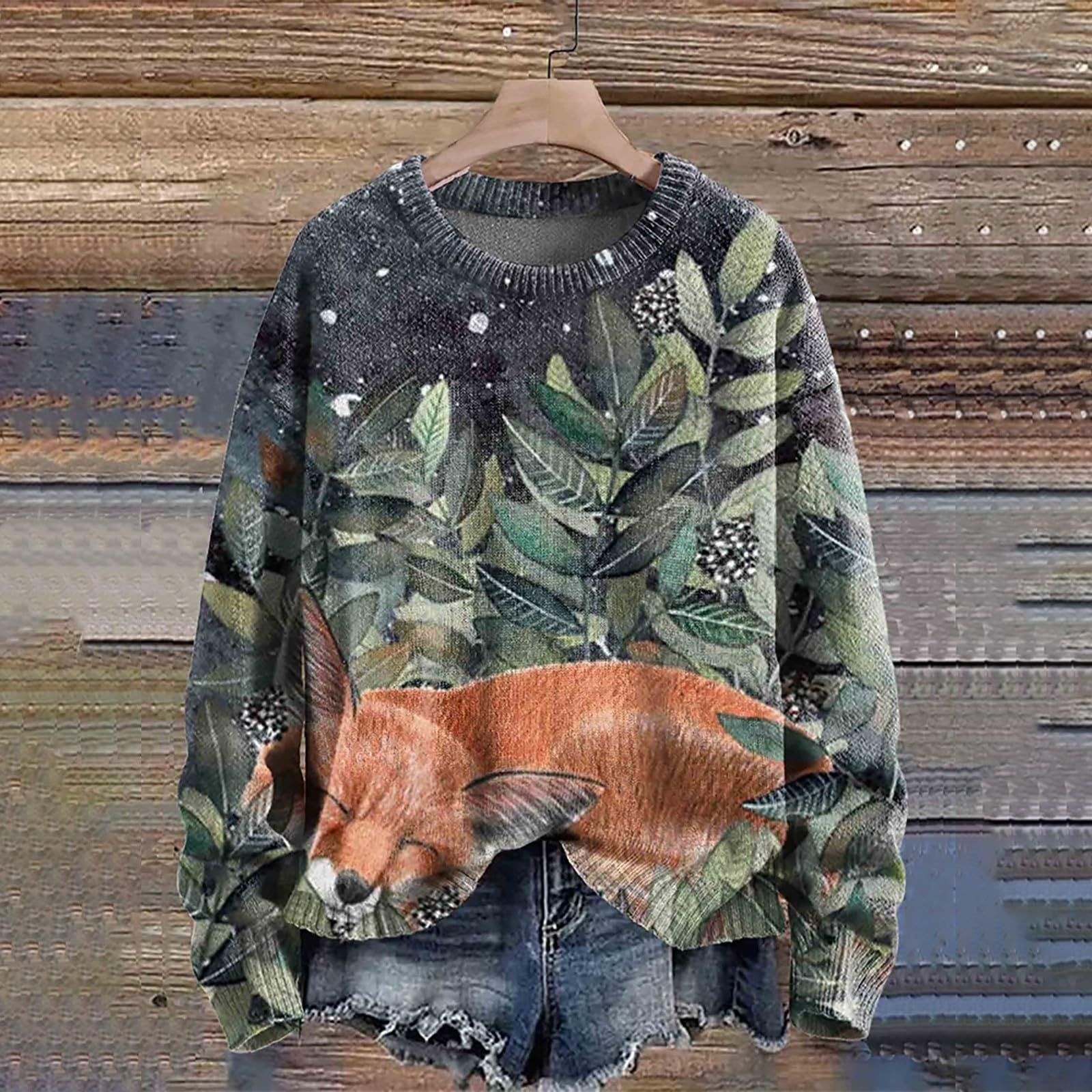 Sudadera navideña para mujer divertida - Jersey de Navidad de manga larga con impresión 3D, suéter de Navidad, sudadera de gran tamaño, cuello redondo, sudaderas de Navidad, tallas S-5XL