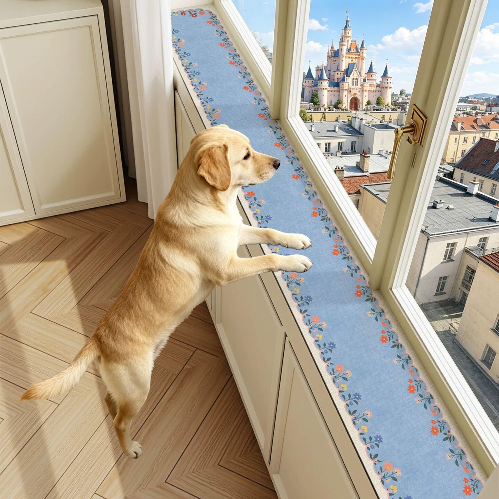 Vibeo Non Skid Window Sill Mat for Dogs/Cats/Plants, Diatomaceous Narrow Window Sill Protector Cover, 4 6 8 10 12 in Minimalist Window Ledge Cushion Pad(Style A,24x12in(61x30cm))