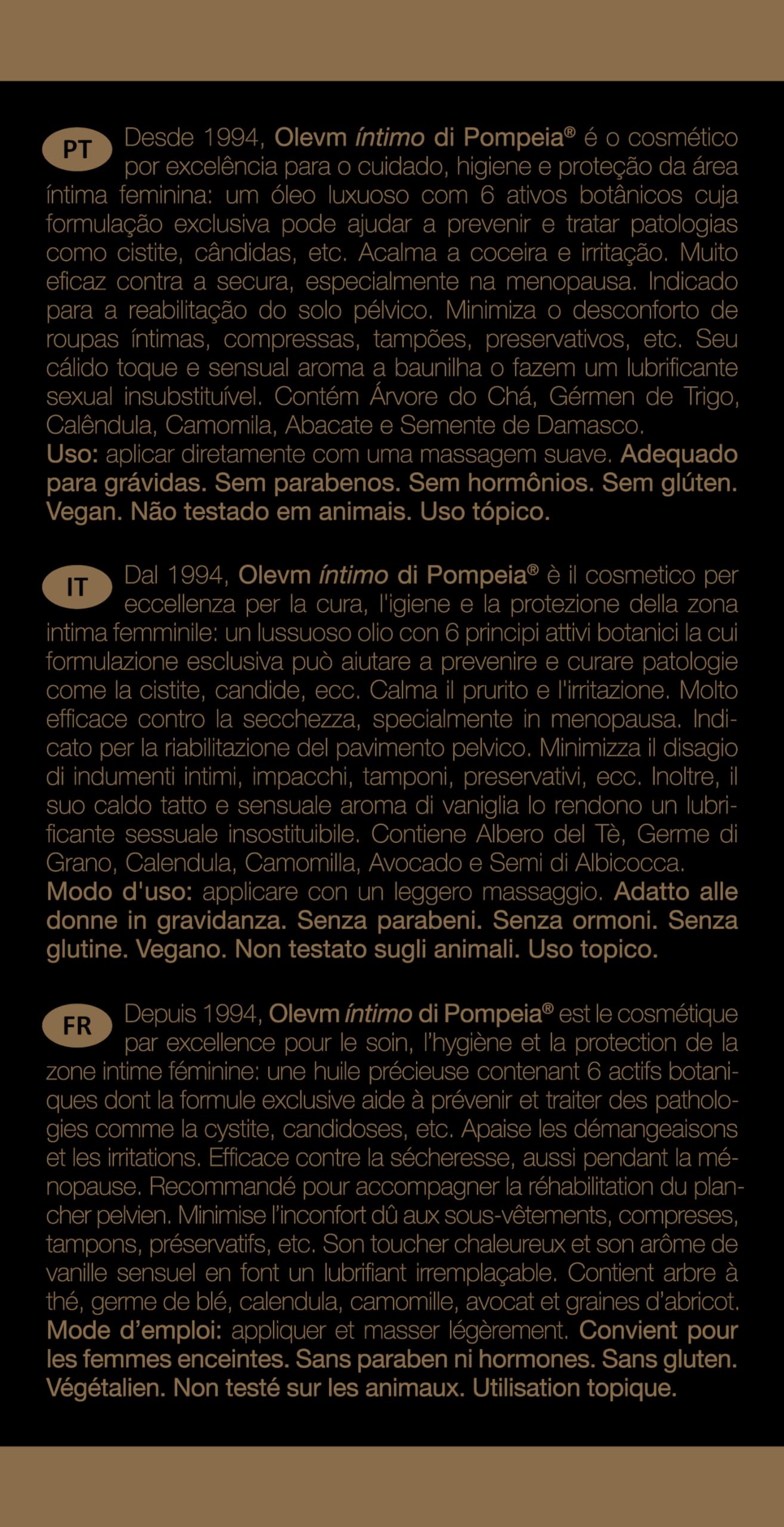 Nuevo Olevm íntimo di Pompeia, cosmético íntimo femenino - 50ml con dosificador