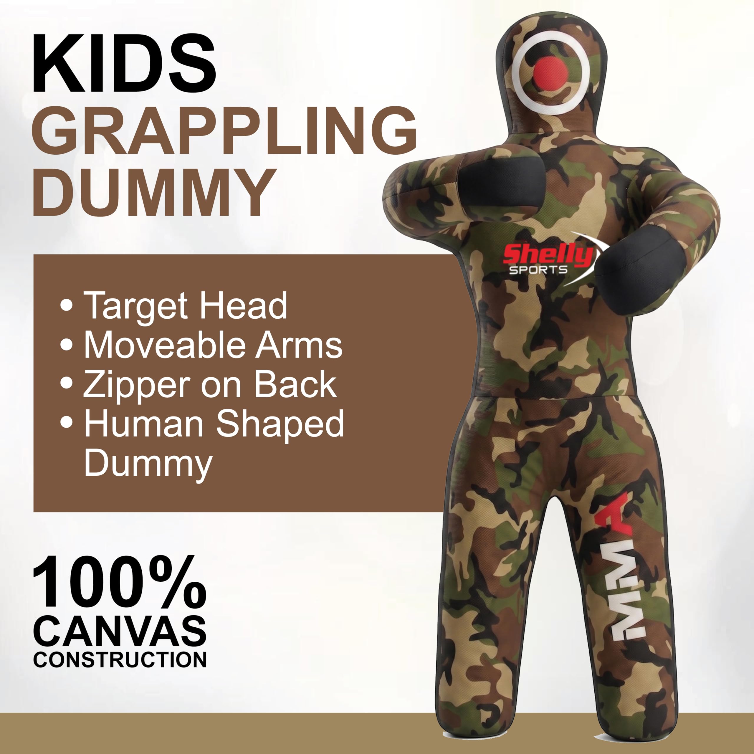 Shelly MMA Grappling Dummy für Kinder, BJJ Boxsack, Wrestling Buddies, brasilianischer JIU Jitsu, Stehpositions-Attrappe, Kampfsport, Boxen, Karate, Training, Schnuller – ungefüllt