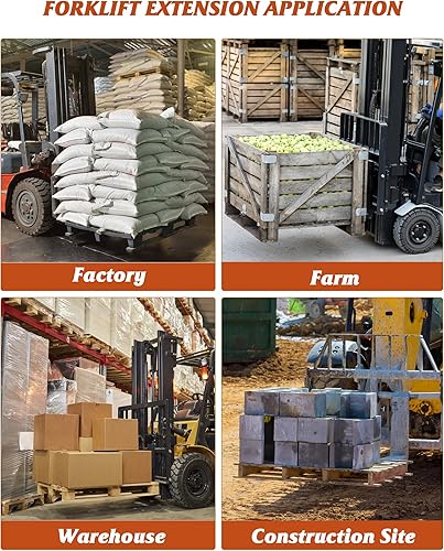 Miniatura 8 de Extensiones de horquillas de plataforma para carretillas elevadoras, extensiones de carretilla elevadora de acero resistente de 72 pulgadas de