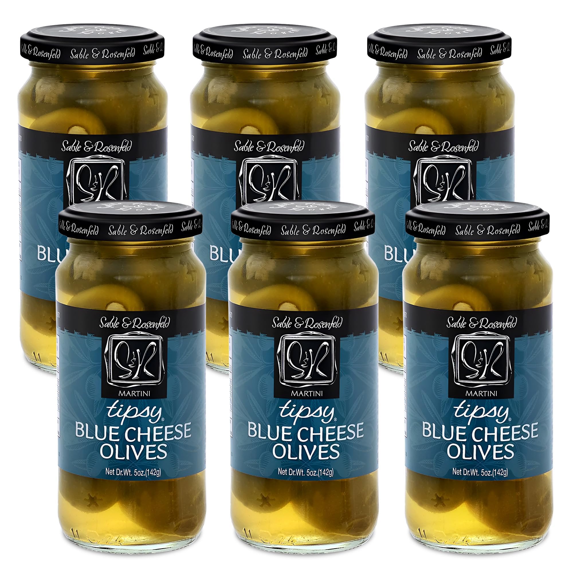 Sable and Rosenfeld Tipsy Blue Cheese Olives, 5.30-Ounce Jars (Pack of 6)