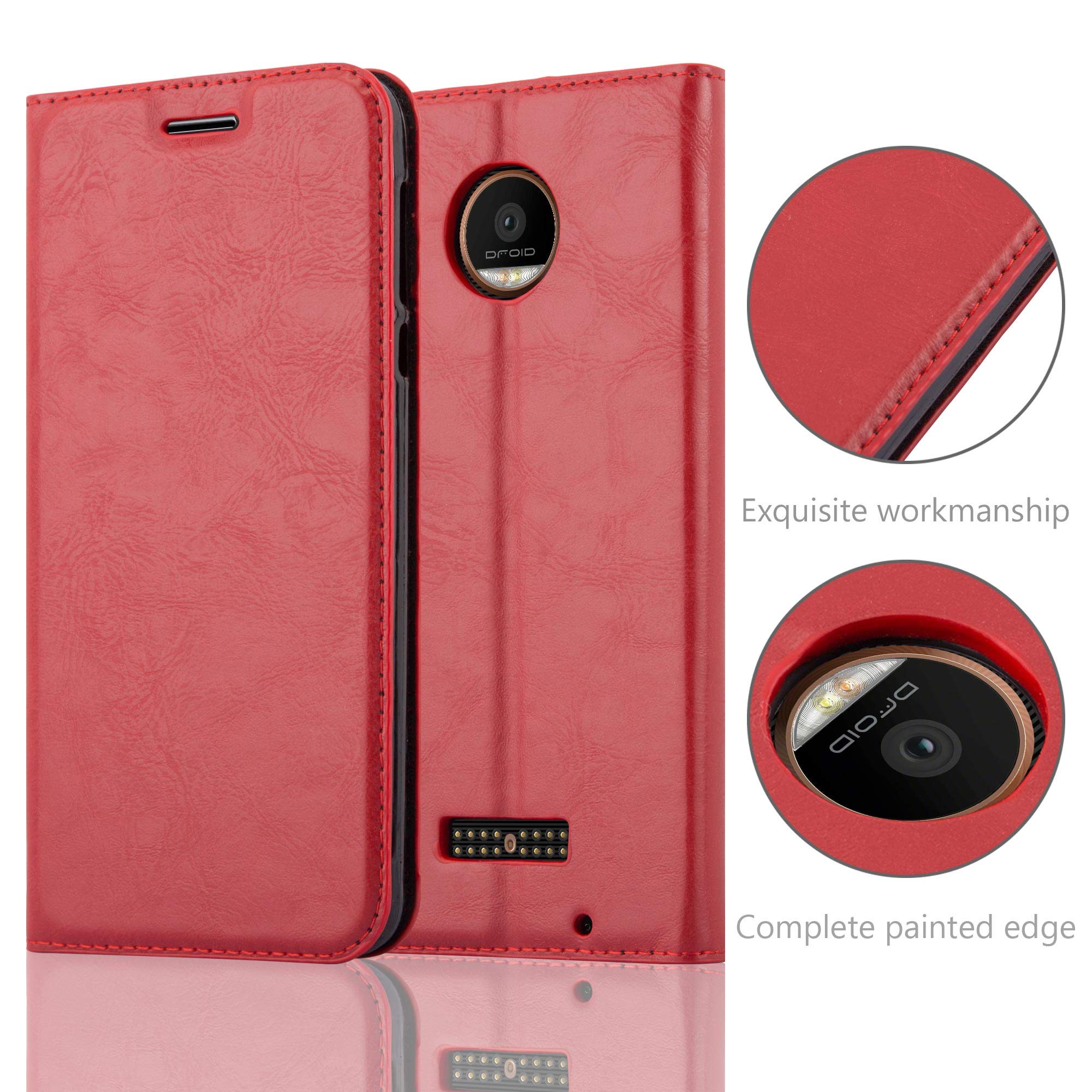 Cadorabo Cover Libro Portafoglio Per Motorola Moto Z4 - Rosso Mela Con Vani Carte E Chiusura Magnetica Invisibile