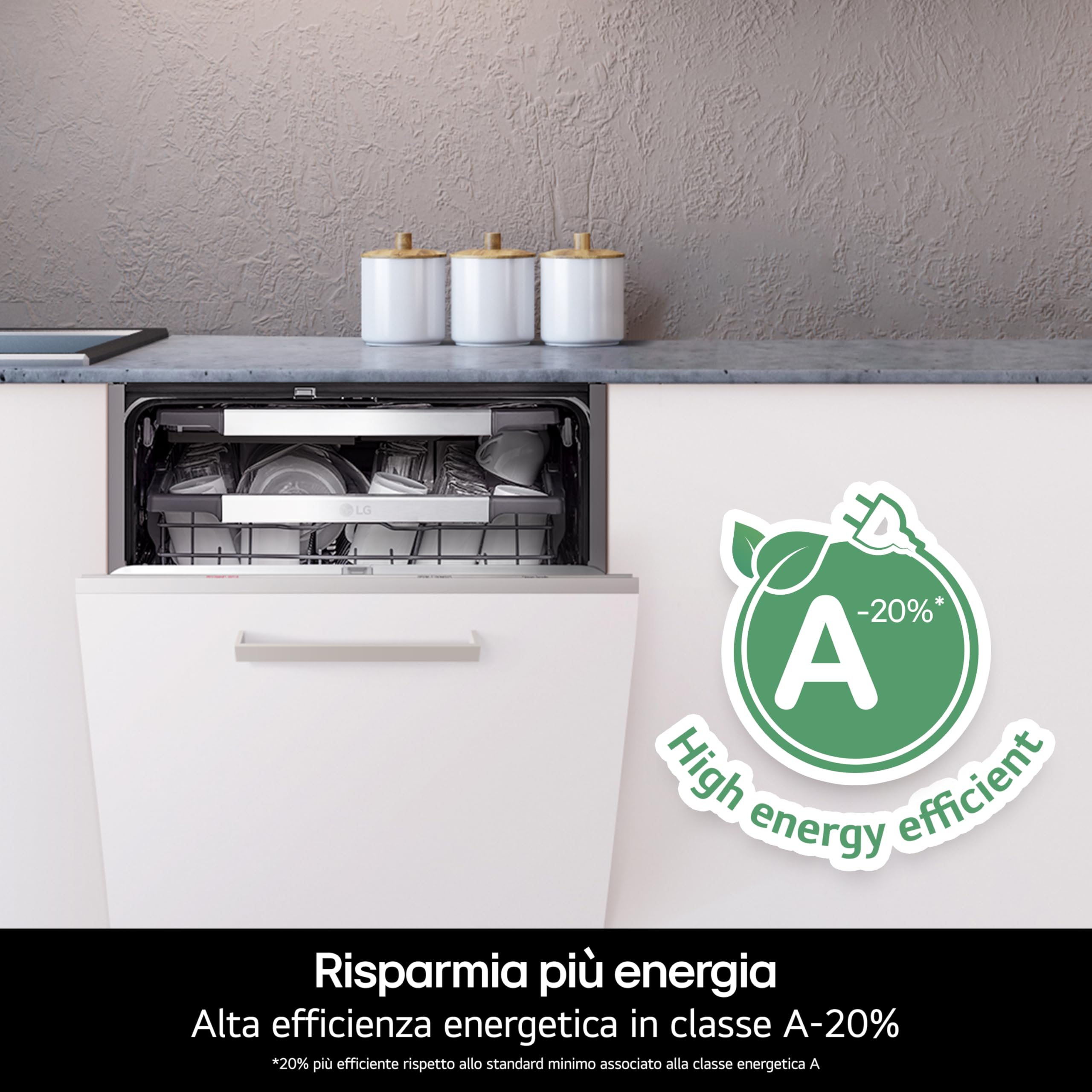LG DB597TXSW, Lavastoviglie da incasso, Classe A, Noble Steel