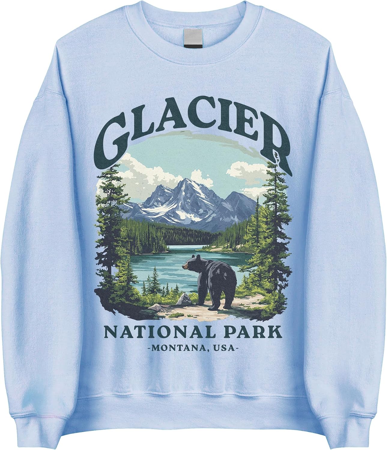 Glacier National Park Sweatshirt - Montana Bear Hiking Outdoor Sweatshirt, Nature Lover Crewneck