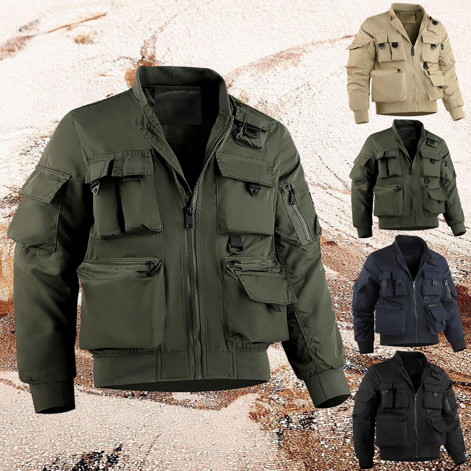 Chaqueta softshell para hombre, resistente al viento, chaqueta funcional militar, con cremallera, chaqueta cortavientos, ligera, chaqueta de senderismo, chaqueta deportiva para exteriores