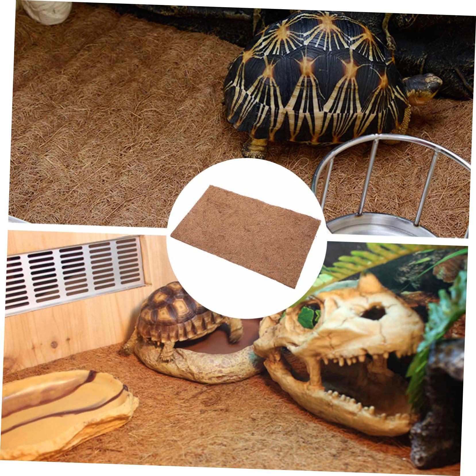 Tappeto per Rettili in Fibra di Cocco 4 Pezzi, Color caffè | Serpente e Lucertola, Uso in Negozi per Animali e Allevamento Domestico, Morbido e Naturale