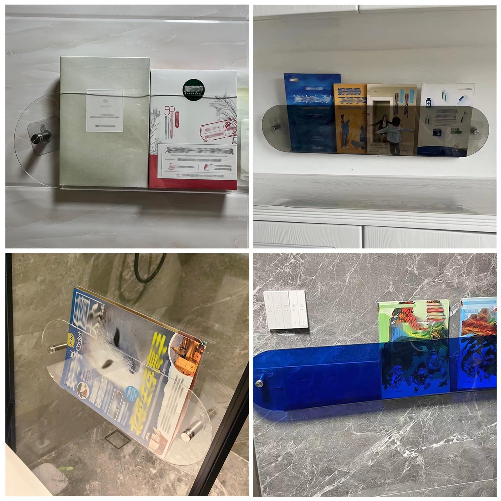 Estante De AcríLico Transparente para Discos De Vinilo, Revistero De Pared, Estante Colgante para Discos, Expositor De Folletos, para BañO, Oficina, Caravana