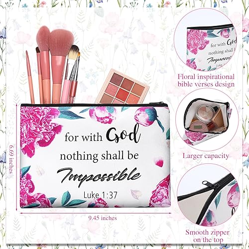 Miniatura 2 de 24 bolsas de maquillaje cristiano, bolsas de cosméticos de la Biblia, bolsas inspiradoras de versículos bíblicos, bolsas de lona motivacionales con