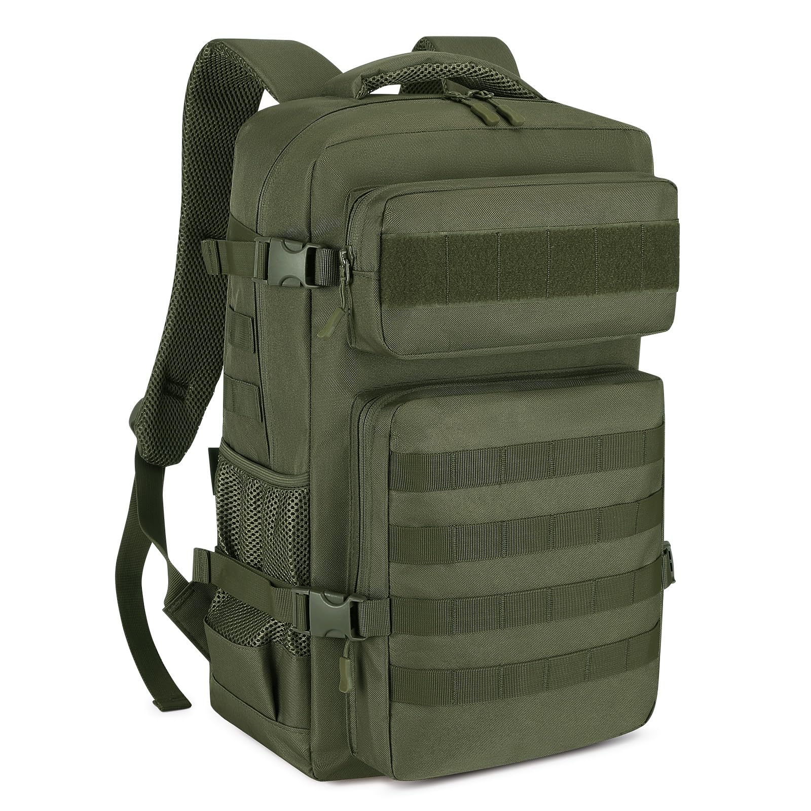 HUNTVP Sac a Dos Militaire, 30L Sacs à Dos de Randonnée Molle Tactique Sac D'assaut Armée pour Trekking, Voyage, Trekking, Camping, Escalade, En Plein Air (30L-Vert)